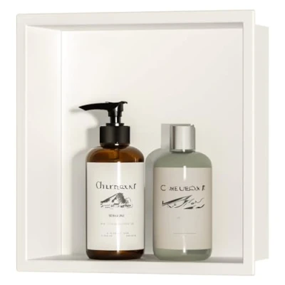 Image of sunrik Shower Niche, Embedded Niche Stainless Steel, Single layer 30x30x10 cm, Warm white