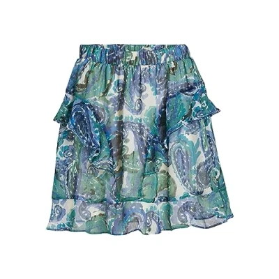 Image of VILA Women&#039;s VIFALIA FINE HW Skirt/SU Mini, Lapis Blue/AOP:FINE, 12