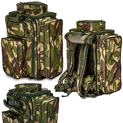 Image of Saber 40ltr Camo Rucksack Backpack Fishing Camping Bag Hiking Travel Carp Tackle