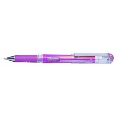 Image of K230MPO Pentel Hybrid Gel Metallic Grip DX Rollerball Pen with Pigmented Ink Pack of 12 Pink