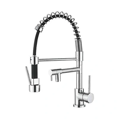 Image of Ibergrif M22131, Pull Out Kitchen Mixer with Hand Shower, Sink Two Spout, Chrome