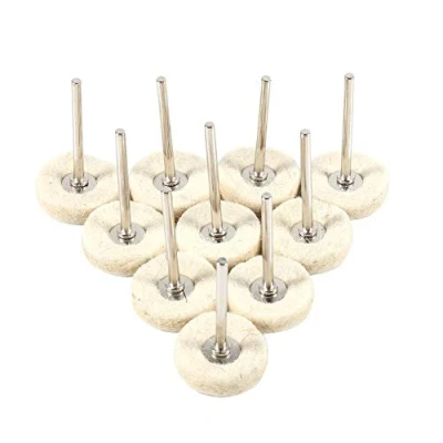 Image of Gorgeri 10PCS 25MM Wool Felt Polishing Buffing Drill Grinder Wheel Brushes with Handle for Rotary Tool