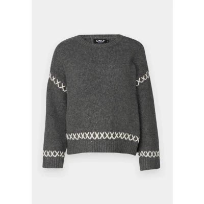 Image of ONLY Onlamanda LIFE Oneck Detail Jumper, Women&#039;s, Size: Small, Light grey