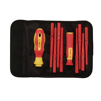 Image of Draper XP1000 10 Piece Precision Screwdriver Set VDE Dual Insulated Interchangeable Blade Electrical Tool Driver Hand Tools 05721