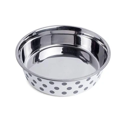 Image of Petface Grey and White Spots Deli Dog Bowl, 17 cm