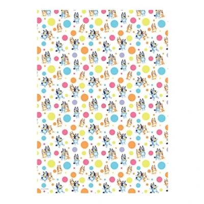 Image of Danilo Promotions Bluey 4M Wrapping Paper, Gift Wrap, Roll for Birthday, Multi