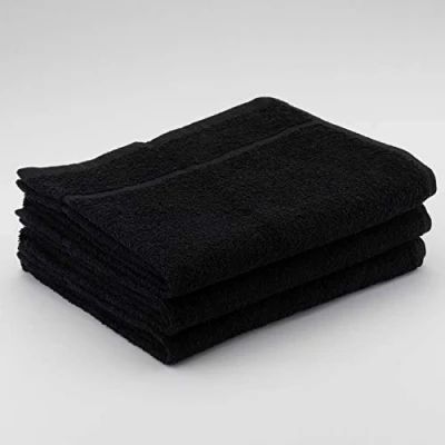 Image of Terri Towelling Black Hair Towels Salon Hairdressing Beauty Barber Hand Towel 50 x 85 cm (12 Pack)