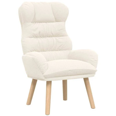Image of vidaXL Relaxing Chair Cream Curly Wool like Fabric