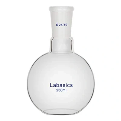 Image of Labasics Glass 250ml Single Neck Flat Bottom Boiling Flask, with 24/40 Standard Taper Outer Joint,