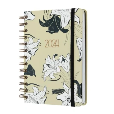 Image of Kokonote Flora Ink Petit 2024 Two Days Per Page Diary January December Weekly Planner With Stickers &amp; Pocket