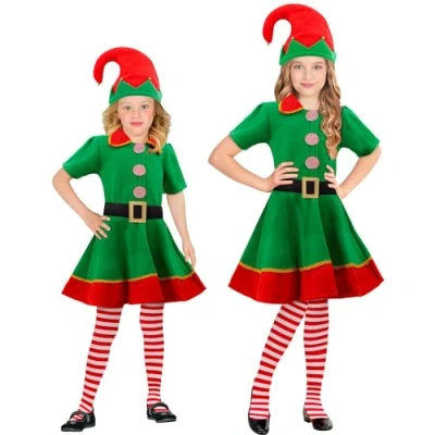 Image of W WIDMANN MILANO Party Fashion Santa&#039;s Helper Elf Costume for Girls, Gnomes, Elves, Carnival, Theme Parties