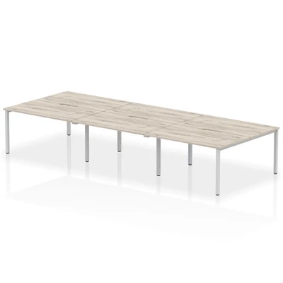 Image of Evolve Plus 1400mm B2B 6 Person Desk Grey Oak Top Silver Frame