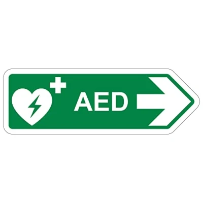 Image of V Safety Shaped Sign Aed Arrow Right 300X100 Glow In The Dark Rigid Plastic