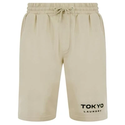 Image of Tokyo Laundry Men&#039;s &#039;Figure&#039; Motif Brushback Fleece Jogger Shorts Stone