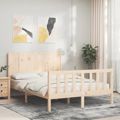 Image of vidaXL Bed Frame without Mattress Double Solid Wood Pine