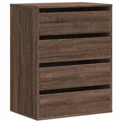 Image of vidaXL Brown Oak Corner Chest of Drawers 4 Drawer Cabinet for Living Room, Bedroom, Office Engineered Wood 60 x 41 76 cm