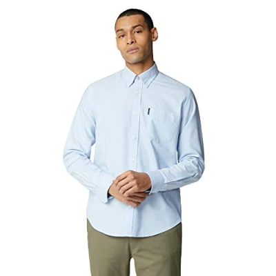 Image of Ben Sherman Men&#039;s LS Signature Oxford Shirt Casual, Blue (Sky 120), XX Large (Size:XXL)