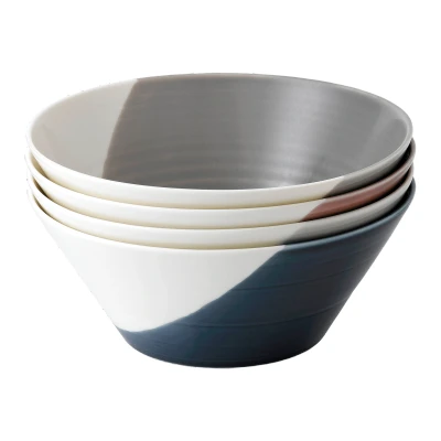 Image of Royal Doulton Plenty 40034684 20cm Salad Bowls Set of 4 Multi Coloured, Porcelain, 1050 milliliters, Mixed