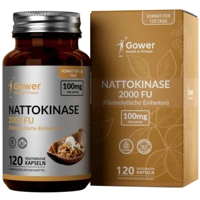 Image of GH Nattokinase 120 Natto Capsules 2000fu Extract per Serving from Fermented Soybeans Beans Non GMO, Gluten &amp; Allergen Free Made in The UK