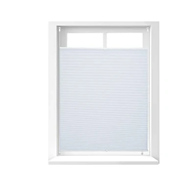 Image of Relaxdays Pleated Blinds, No Drilling, Adhesive Klemmfix, Folding Roller, Transparent, Shades, White, 90 x 130 cm