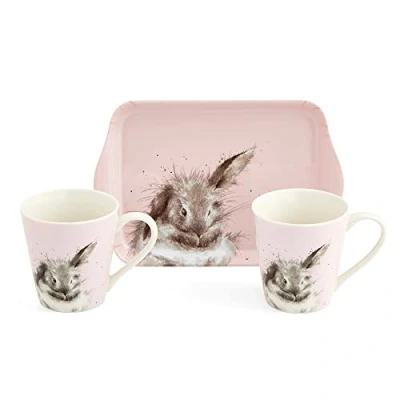 Image of Wrendale Designs &#039;Bathtime&#039; Rabbit Mug &amp; Tray Set