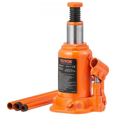 Image of VEVOR Hydraulic Bottle Jack, 12 Ton/24000 LBS All Welded 190 355 mm Lifting Range, with 3 section Long Handle, for Car, Pickup Truck, RV, Auto Repair, Industrial Engineering