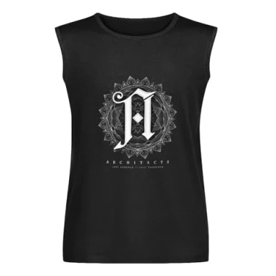 Image of Men&#039;s Vest Tank Men Architects Mandala Banded Collar Short Sleeve Sleeveless T Shirt Casual Tops Clothing Black M