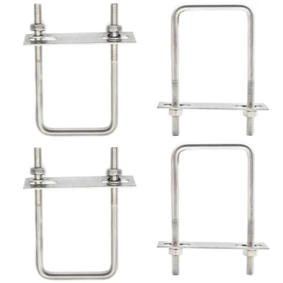 Image of CEEYSEE 4 Set U Bolt M6 Square 60x120mm Stainless Steel Brackets with Nuts, Washer and Frame Plate Bolts Fastener for Car Industrial Applications (U/M8 60x120mm)