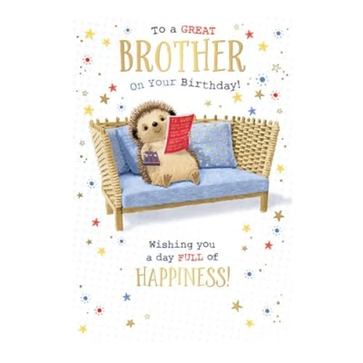 Image of Words &#039;n&#039; Wishes Traditional Brother Birthday Card, Card for a Lovely Brother, Multi Coloured, 22 x 15.8 cms