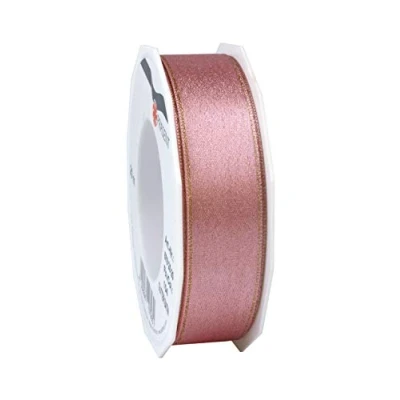 Image of Präsent Glitter Satin Ribbon Old Pink Gold 20 m Roll 25 mm Width