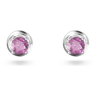 Image of Swarovski Stilla Stud Earrings, Purple Brilliant Cut Stones in Rhodium Plated Setting, from the Collection