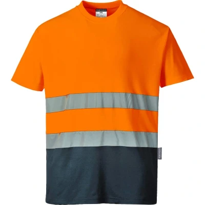 Image of Portwest Two Tone Cotton Comfort T Shirt, Size: L, Colour: Orange/Navy, S173ONRL