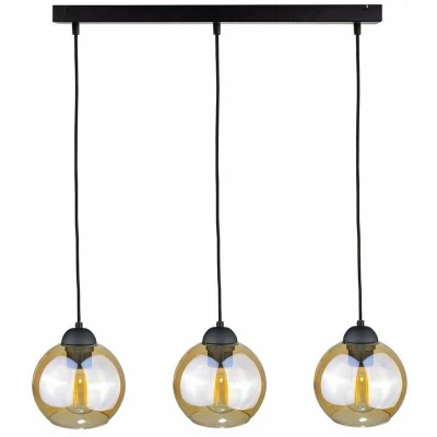 Image of Ambre Bar Pendant Ceiling Light Black, 60cm, 3x E27