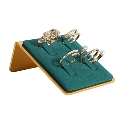 Image of GemeShou Green Ring display for selling, small velvet Holder jewelry, retail jewelry storage organizer【Velvet 】