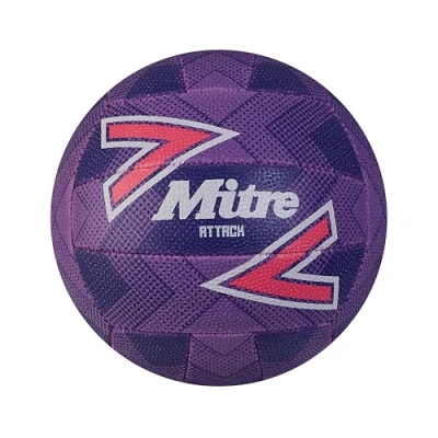 Image of Mitre Unisex Attack Netball Popular Style Interactive Design Soft Touch, Purple/Pink/White, 5