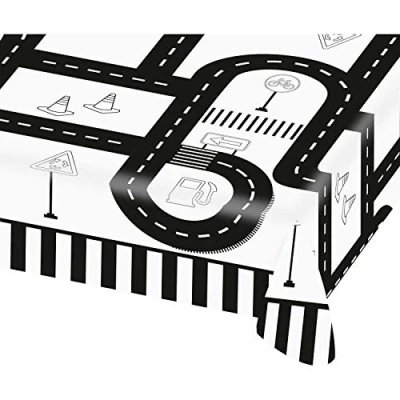 Image of Amscan 9906582 On the Road Kids Birthday Party Paper Table Cover 1.2m x 1.8m
