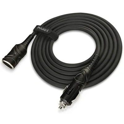 Image of 2m KFZ extension cable 12V, extension, 15A fuse, solid rubber with plug and socket, hook loop strap, for cigarette lighter socket