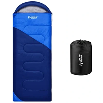 Image of Pystuvo Sleeping Bag for Adults,4 Season Bag,Lightweight,Waterproof Indoor &amp; Outdoor Use,Comfortable Sackfor Kids,Teens Adults Hiking,Backpacking and Camping,Green+Blue