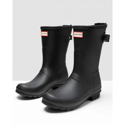 Image of Hunter Original Back Adjustable Short Womens Boot Black Size UK 7