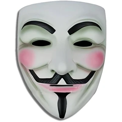Image of Quickdraw Anonymous Vendetta Face Mask Guy Fawkes Hidden Identity Hacker Fancy Dress Masks Gold Black Silver (White)