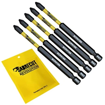 Image of 5 x SabreCut SCPH189_5 89mm PH1 Magnetic Impact Screwdriver Driver Bits Set Phillips Heavy Duty Compatible with Dewalt Milwaukee Bosch Makita and More