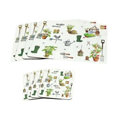 Image of Sets of 4 Placemats with Matching Coasters (Gardening Table Mat and Coaster Set)