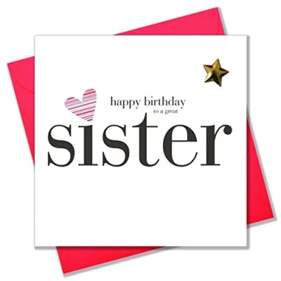 Image of Claire Giles Hearts and Stars Happy Birthday Sister Card HNS20
