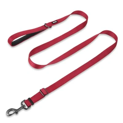 Image of Hyhug Pets Upgraded Adjustable Lead with Strong Nylon and Super Soft Neoprene Handle for Large Dogs. (Large, Dark Red)