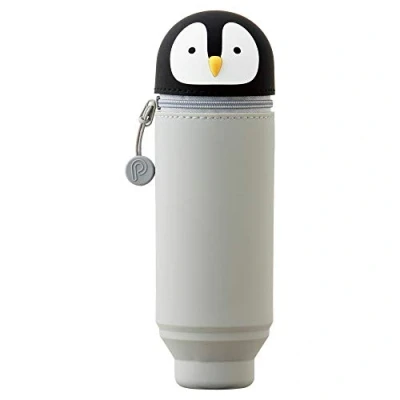 Image of LIHITLAB PuniLabo Stand Up Silicone Pen Case Holder (2. 4&quot; x 7. 8&quot;) (Penguin A 7712 10)