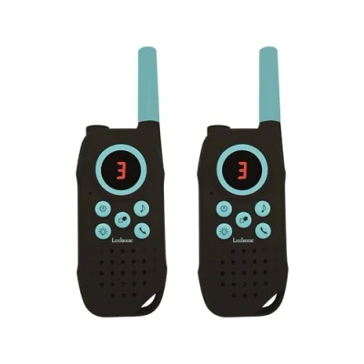 Image of Lexibook TW42 5km / 3 Miles Walkie talkies, Digital Sound, Indoor and Outdoor Communication Game, Belt Clip, Black, Standard Size