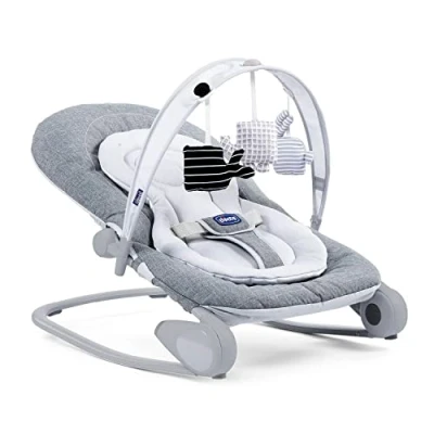 Image of Chicco Hoopla Hammock with Play Bow Rocking System and Reducer 0 18kg Denim Grey (Titanium)