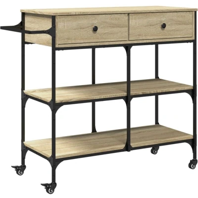 Image of vidaXL Kitchen Trolley Sonoma Oak 105x42x95 cm Engineered Wood