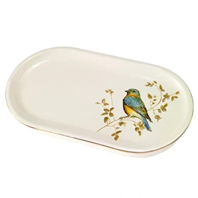 Image of Avanti Linens Decorative Tray, Nature Inspired Bathroom Accessories, Countertop Organizer for or Kitchen (Gilded Birds Collection)