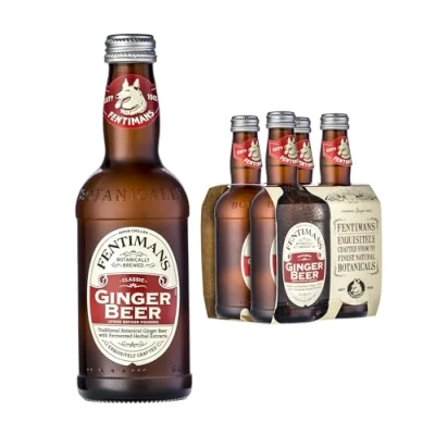 Image of Fentimans Ginger Beer Botanically Brewed Soft Drink Exquisitely Crafted and Refreshing Drinks Gluten Free Vegan Friendly 4 x 275 ml Bottles